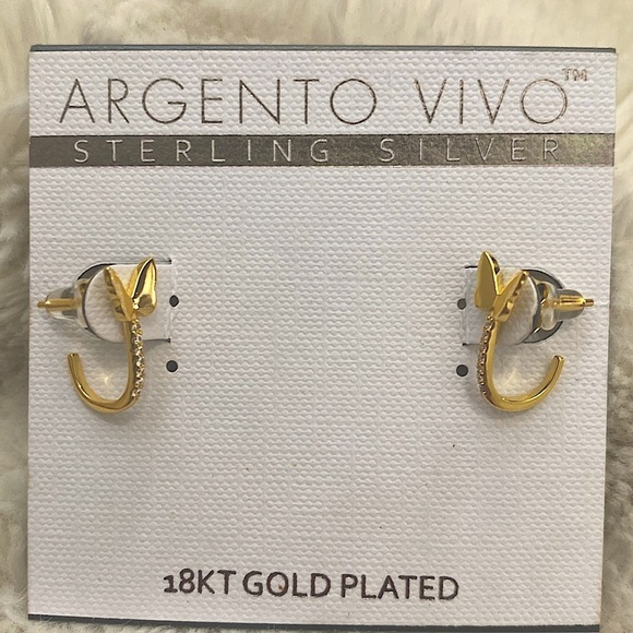 18k Gold Plated Sterling Silver Butterfly Hoop Earrings - Picture 3 of 3